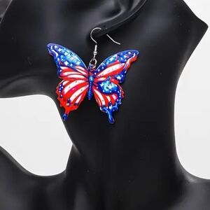 4th of July Butterfly Acrylic Earrings.
